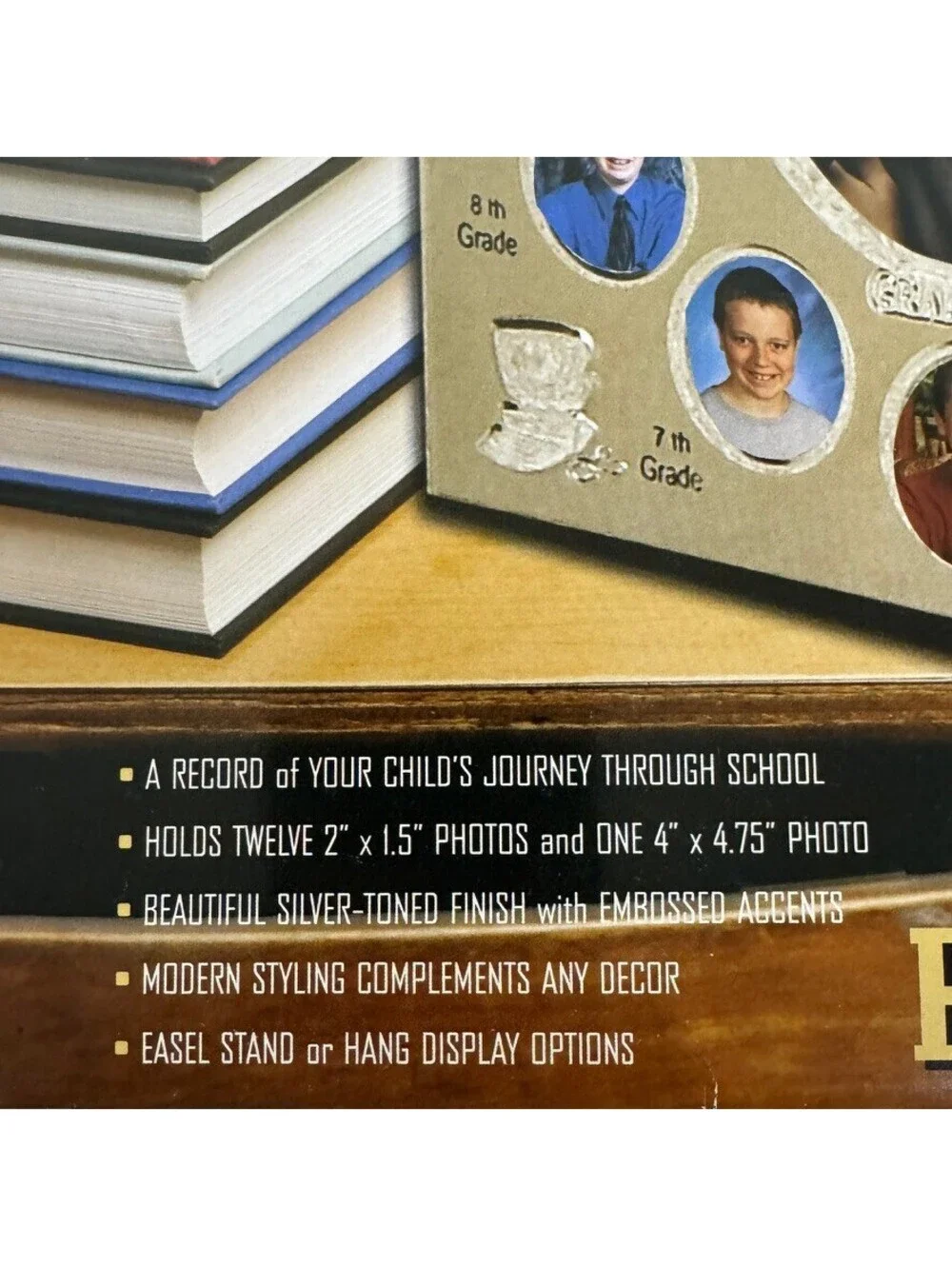 School Years Photo Frame for 12 Grade Levels with Silver-Toned Finish and Emboss